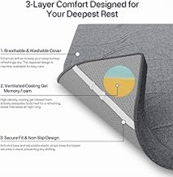 3-inch firm cooling gel memory foam mattress topper