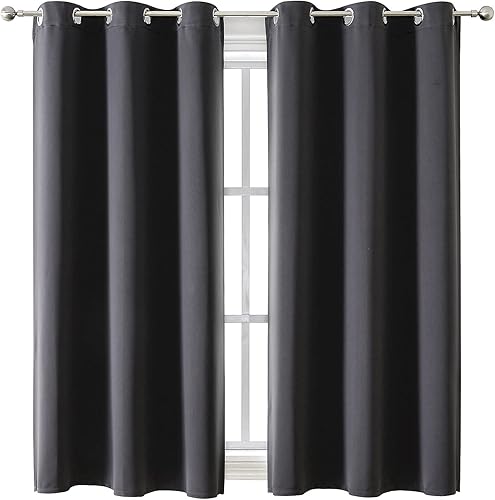 ChrisDowa grommet blackout curtains in dark grey for bedroom