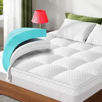 Dual layer memory foam mattress topper with cooling gel and pillow top