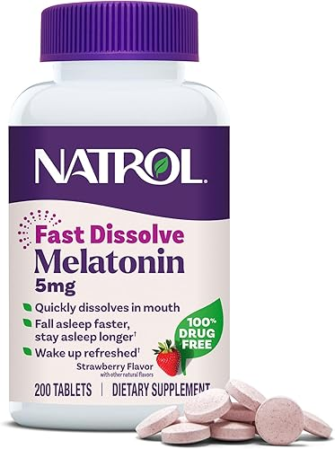 Natrol Melatonin 5mg fast dissolve strawberry flavor sleep supplement tablets