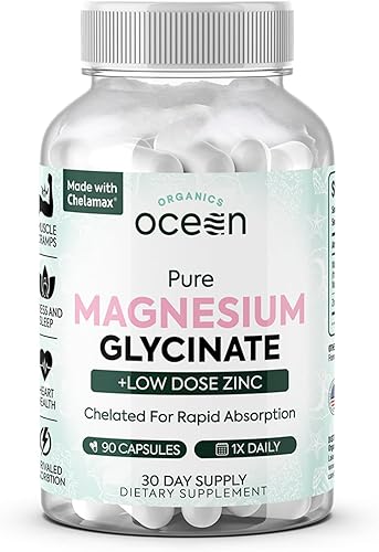 Organics Ocean magnesium glycinate supplement bottle with 90 capsules