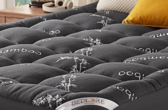 BEDLORE bamboo mattress topper in dark gray with quilted surface