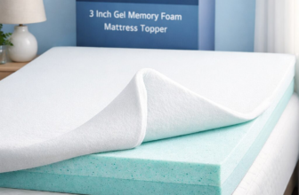 CHUN YI 3 inch gel memory foam mattress topper in mint green with white cover on bed