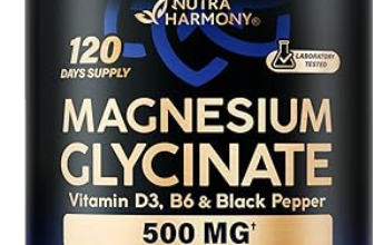 Magnesium glycinate supplement bottle for sleep