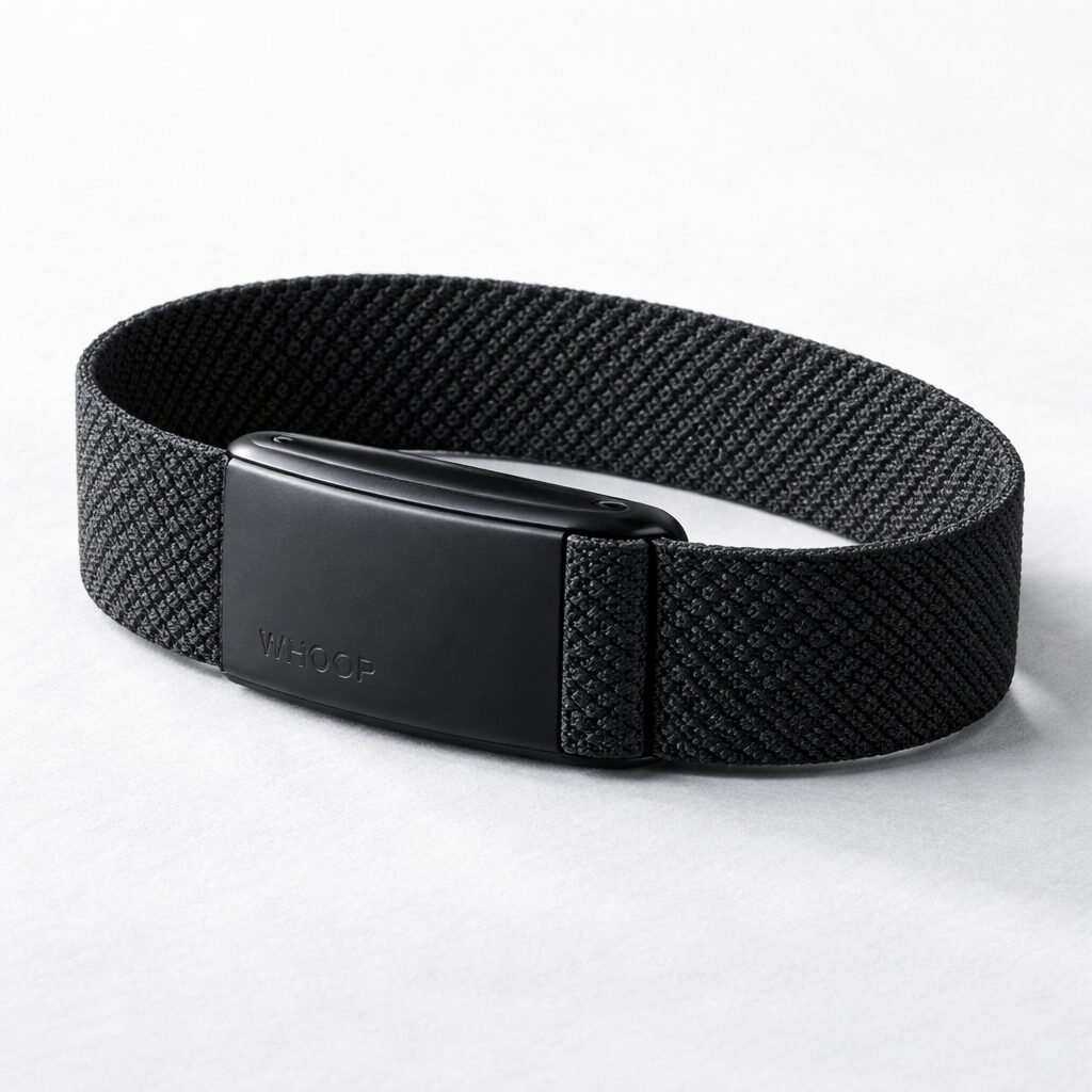 WHOOP 4.0 fitness tracker with black knit band