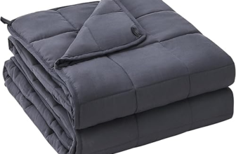 yescool 20 lb grey weighted blanket folded on bed