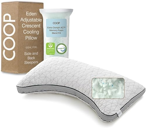 Coop Home Goods Eden Crescent cooling pillow with adjustable memory foam fill