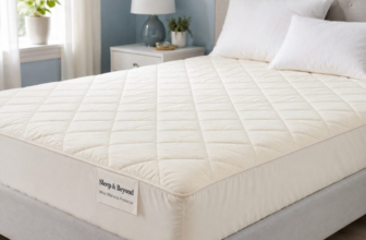 Sleep and Beyond quilted wool mattress protector fitted on a queen bed