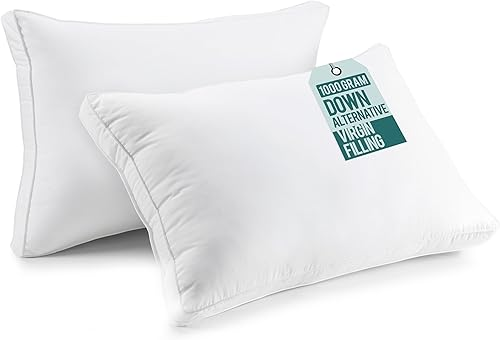Utopia Bedding white down alternative pillows set of 2 queen size with gusseted edges