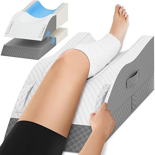 TranquilRelax foam leg elevation pillow on a bed